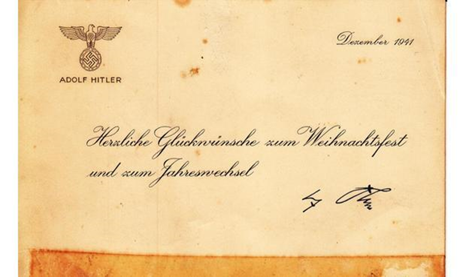 Hitler's Signed Christmas Card